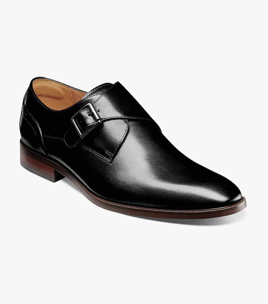 Florsheim Sorrento Plain Toe Single Monk Strp 9 Men's Black