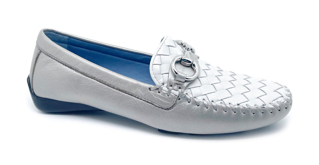Robert Zur Shimmering Silver Woven Loafers m_68fe633eed788d5db22b0237.jpg main image 3